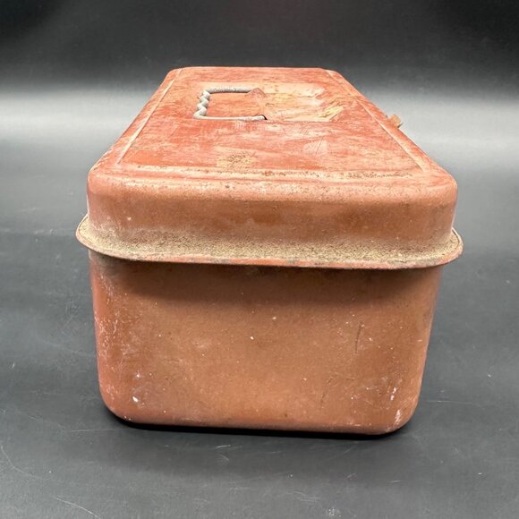 Vintage Rusty Metal Toolbox Tackle Box Storage Organizer Industrial Decor Brown - Picture 5 of 15